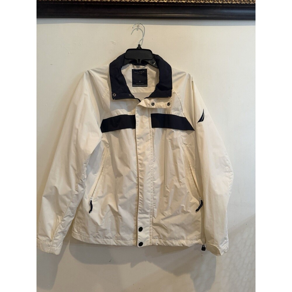 White Nautica Hooded Jacket Windbreaker Mens Size Medium M
